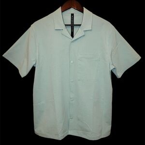 LULULEMON Airing Easy Short Sleeve Button-Up Camp Collar Shirt Artic Green Men L